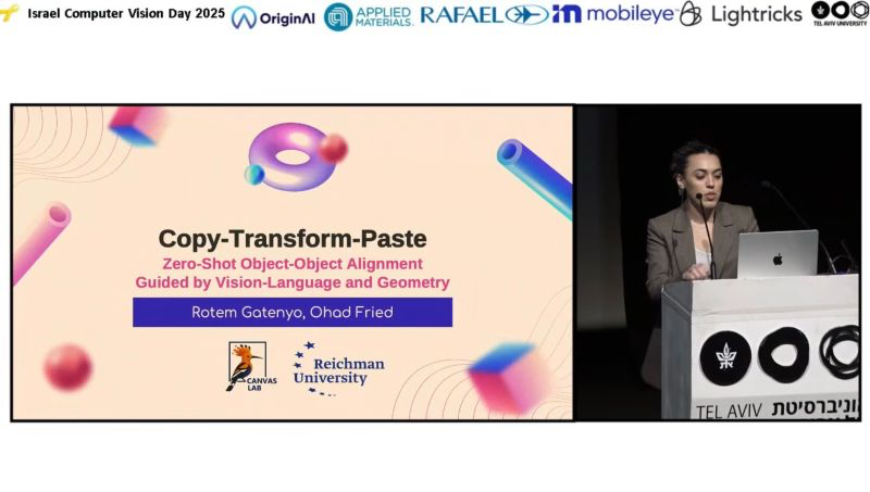 Rotem Gatenyo presenting Copy-Transform-Paste at Israel Computer Vision Day 2025